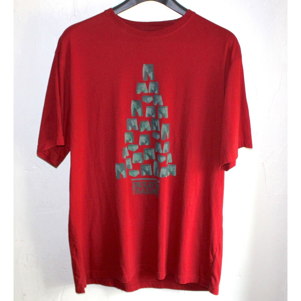 Duluth Underwear Christmas Tree Tshirt men Red XL Long Tail short sleeve
